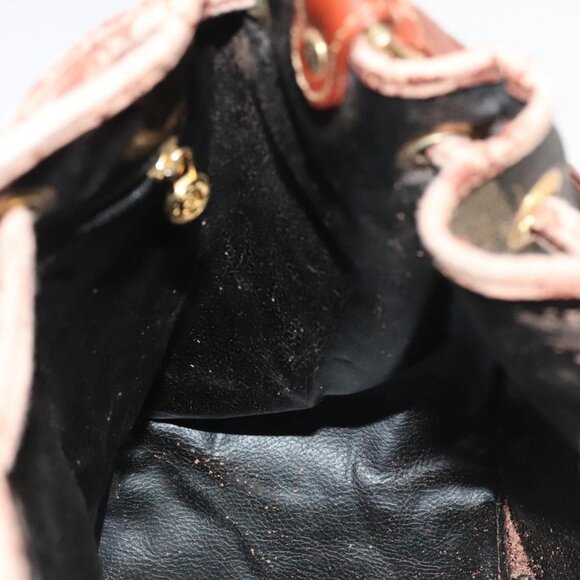 FENDI Pecan Canvas Shoulder Bag Brown Black Gold Auth 102701 - Picture 13 of 16